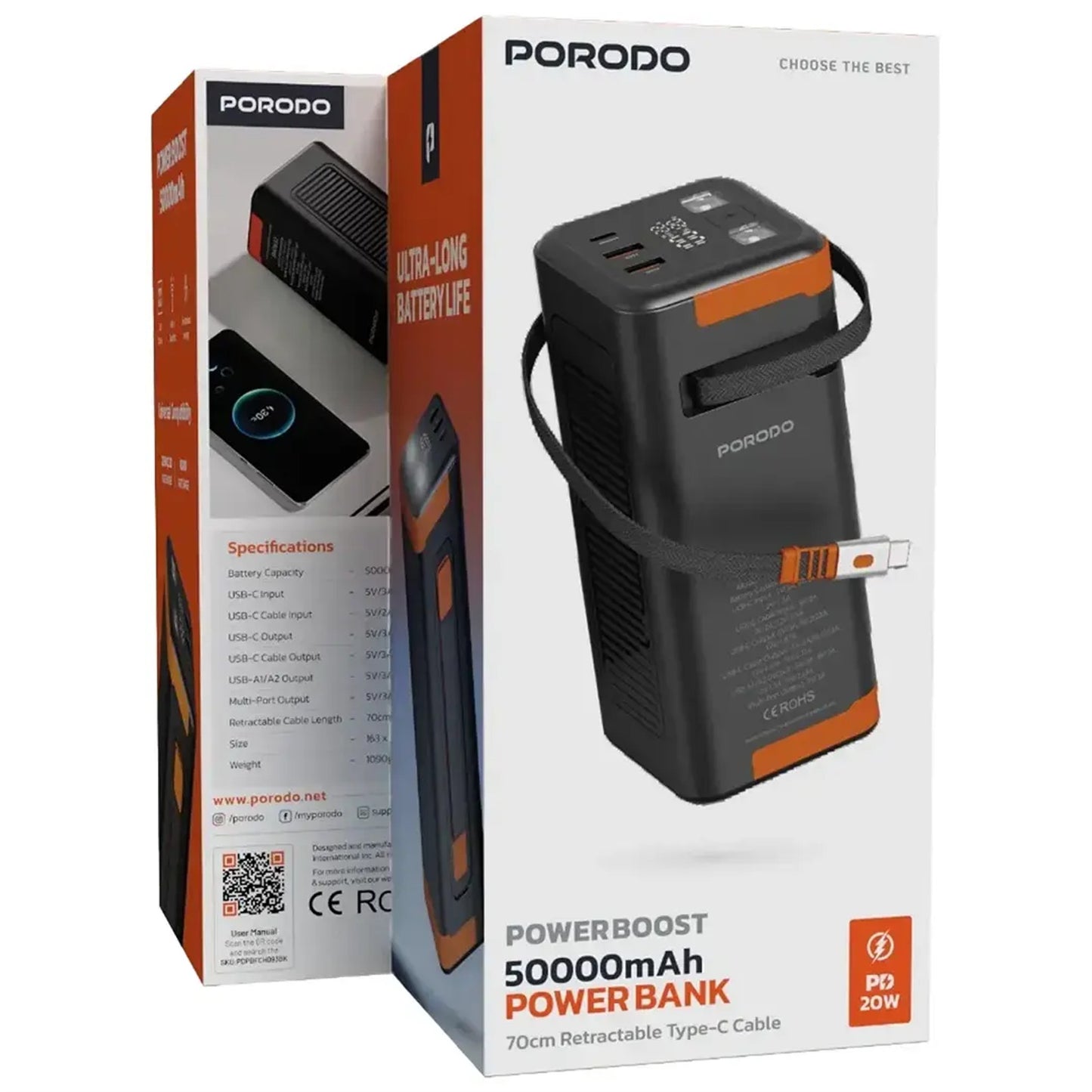 Porodo Power Boost 50000mAh Power Bank PD 20W
