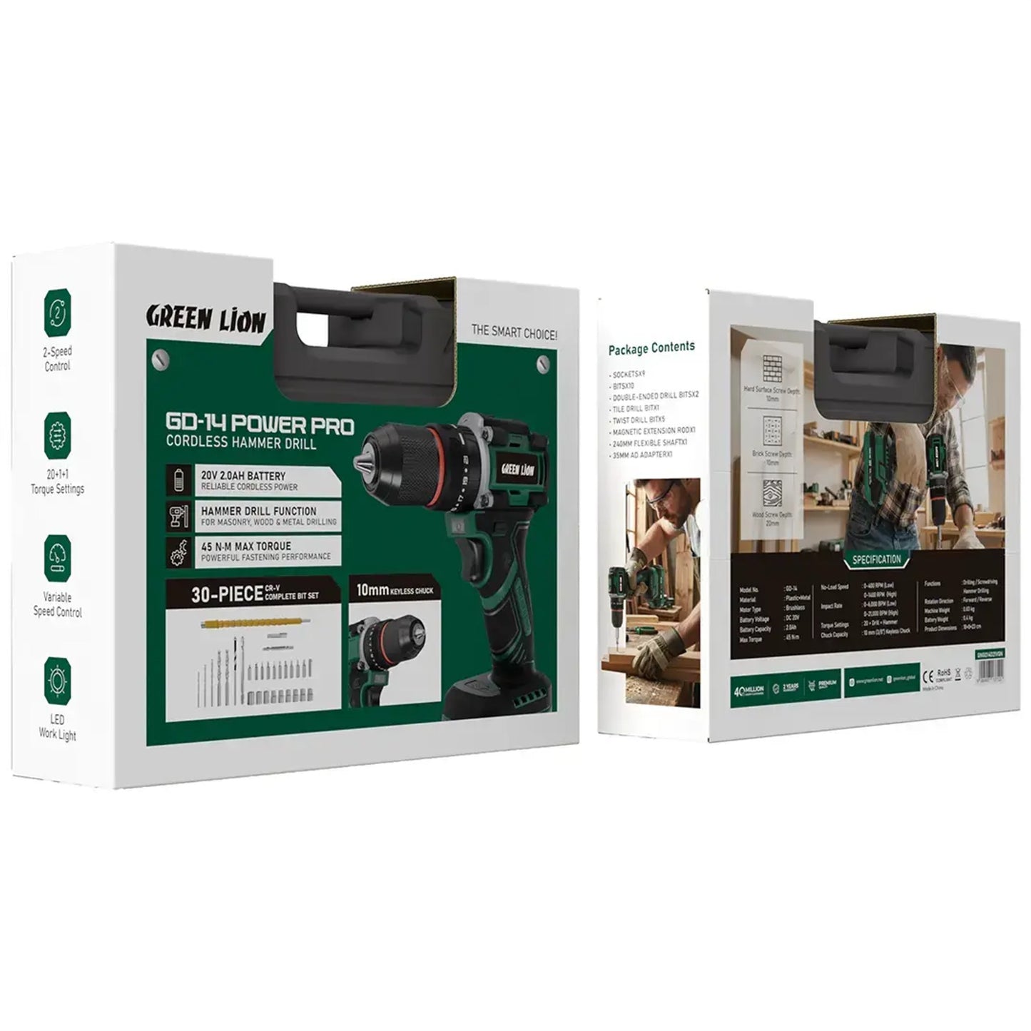 Green Lion GD-14 Power Pro Cordless Hammer Drill