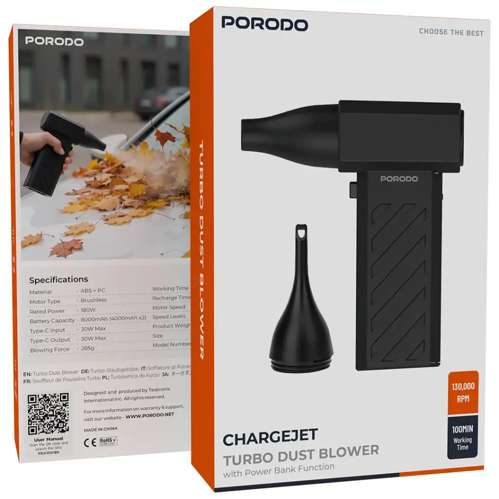 Porodo Chargejet Turbo Dust Blower with Power Bank Function