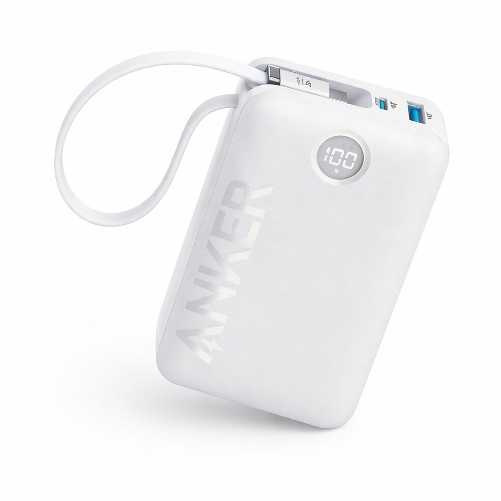 Anker Power Bank (20,000mAh, 22.5W, Built-In USB-C Cable)