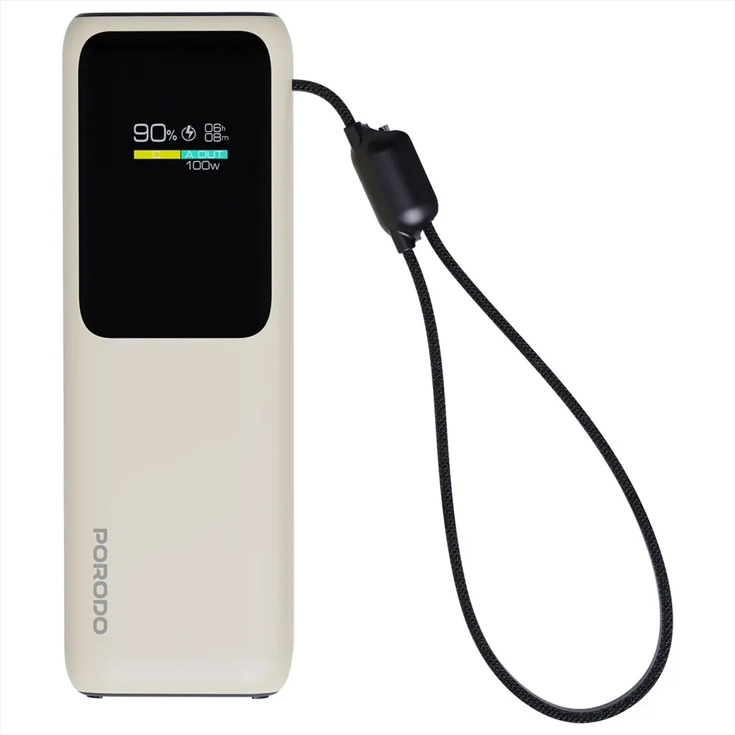 Porodo Smart Display 20000mAh Power Bank with Built-In Type-C Cable