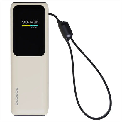 Porodo Smart Display 20000mAh Power Bank with Built-In Type-C Cable