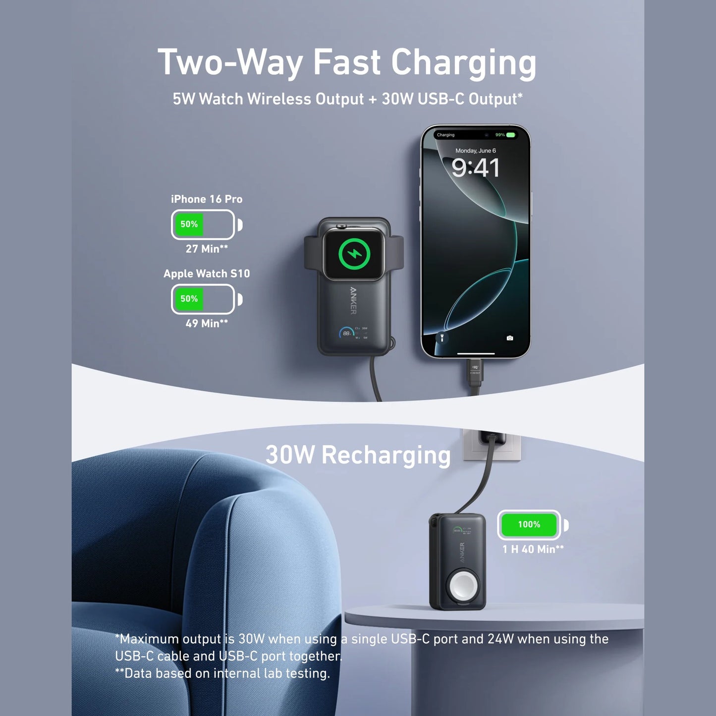 Anker MagGo Power Bank (10K, 35W, For Apple Watch)