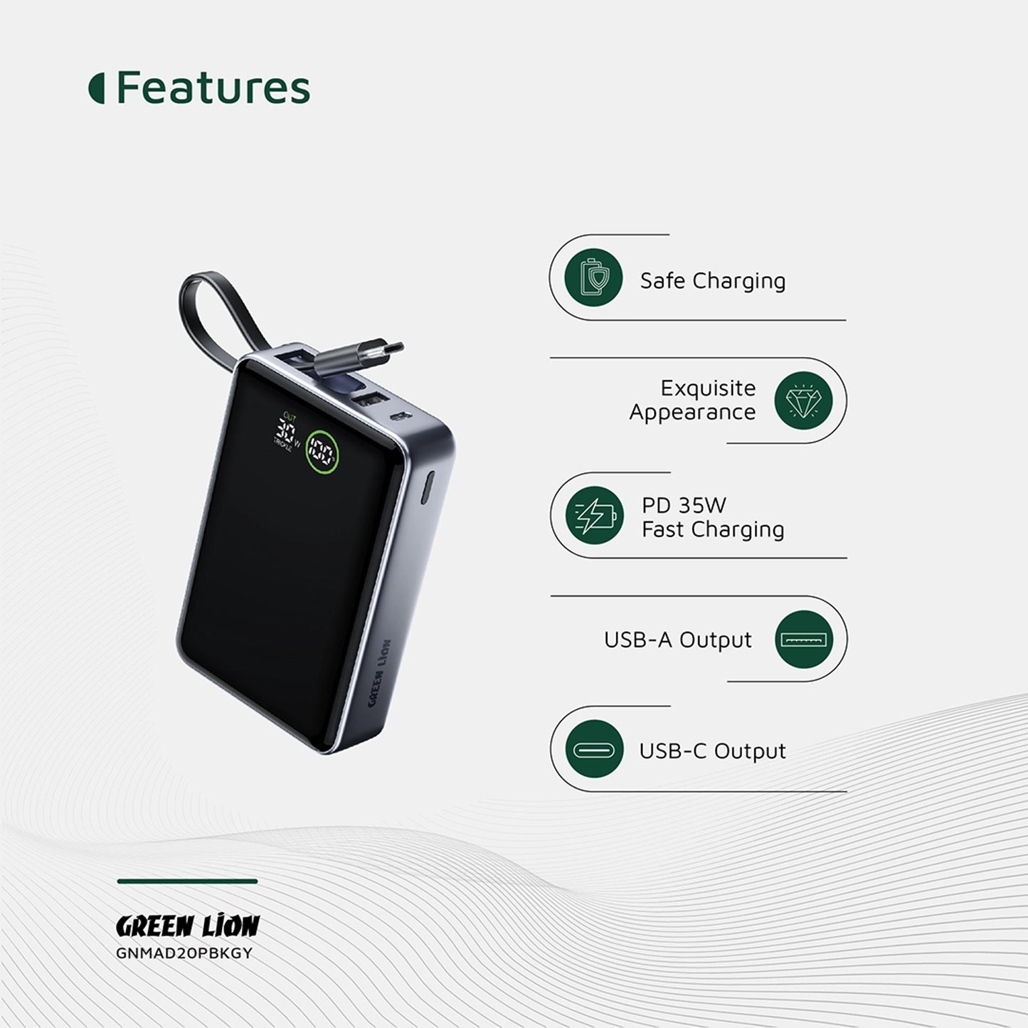 Green Lion Madrid 20 Power Bank 20000mAh PD 35W
