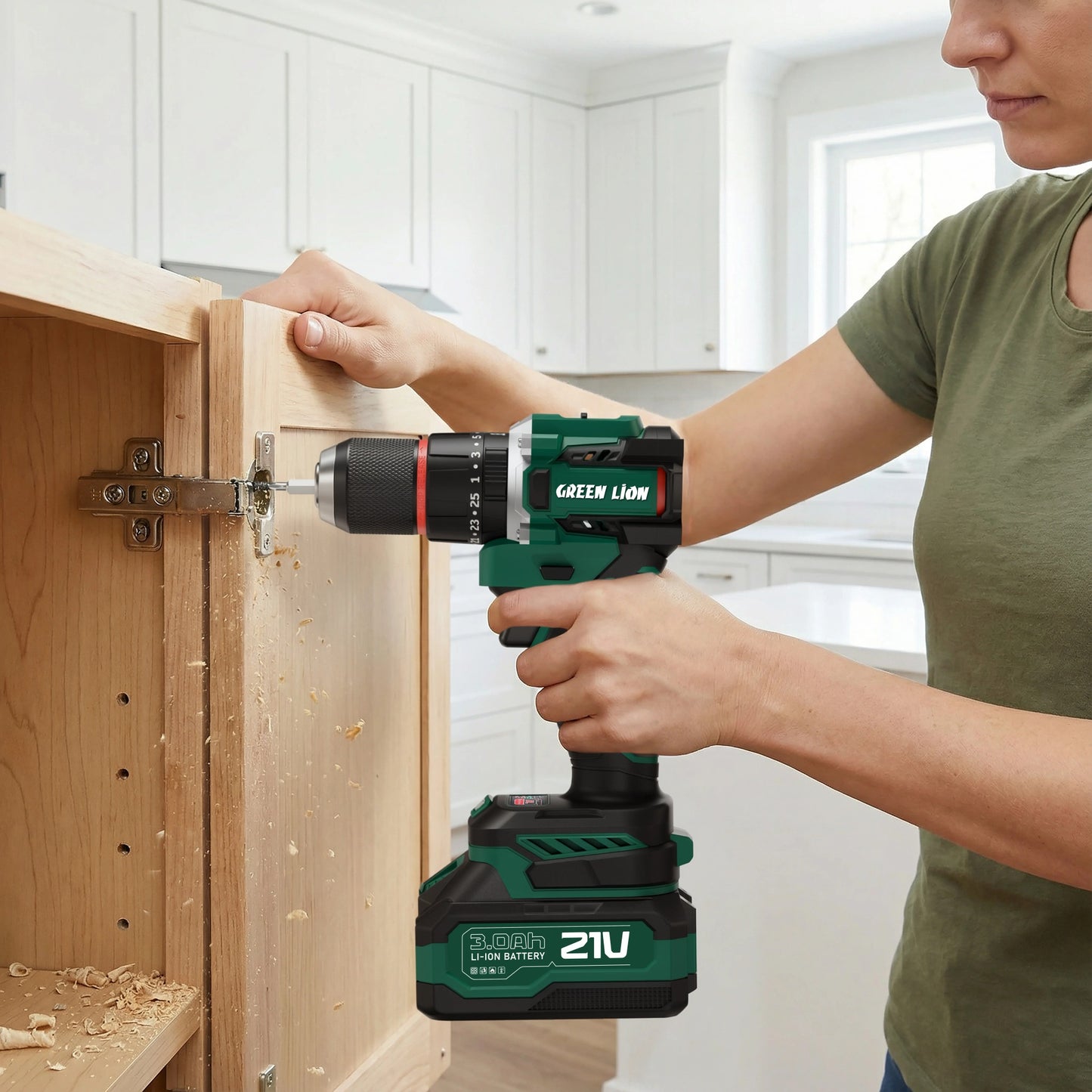 Green Lion GD-16 Pro Drive Cordless Hammer Drill 2*21V 3.0Ah Battery