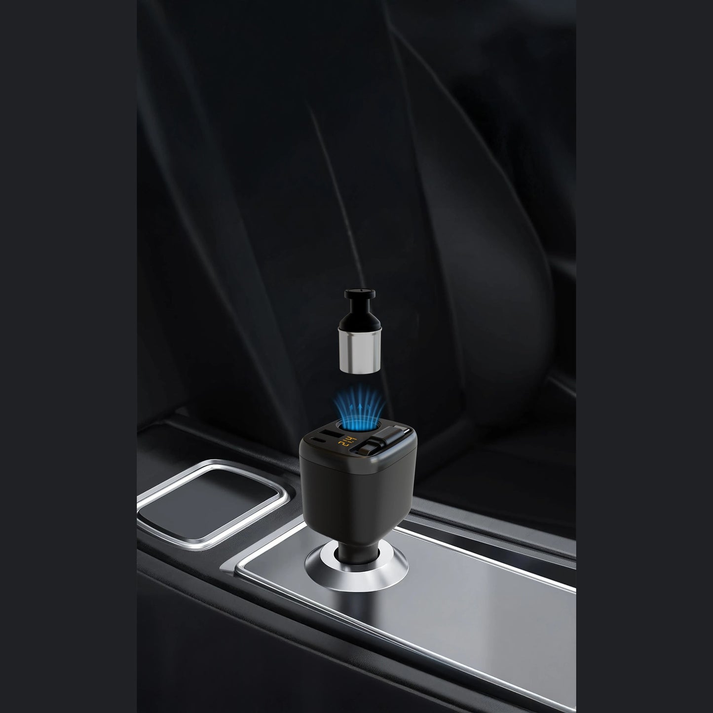 Porodo Apolo 93W Multi-Port Car Charger with Type-C Retractable Cable