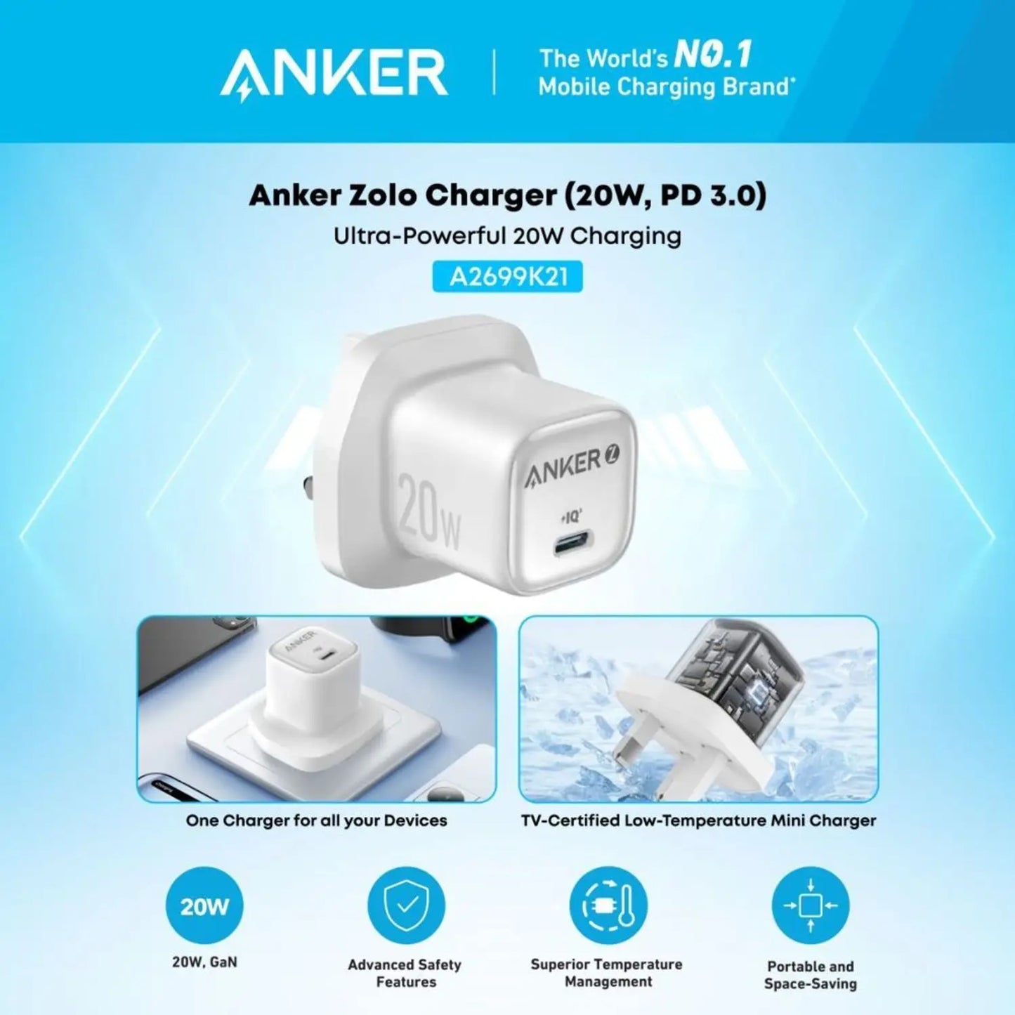 Anker Zolo Charger (20W, PD 3.0)