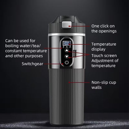 Intelligent Car Electric Kettle 500mL with Touch Screen & Temperature Control