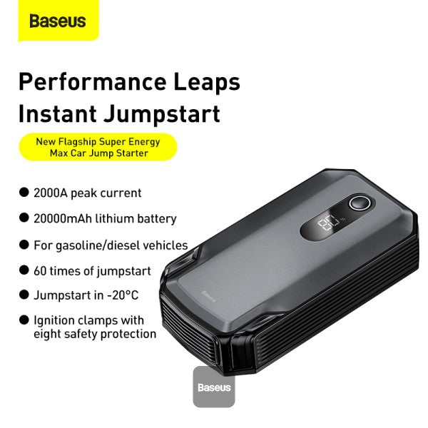 Baseus Super Energy Car Jump Starter (20000mAh, Peak Current 2000A)