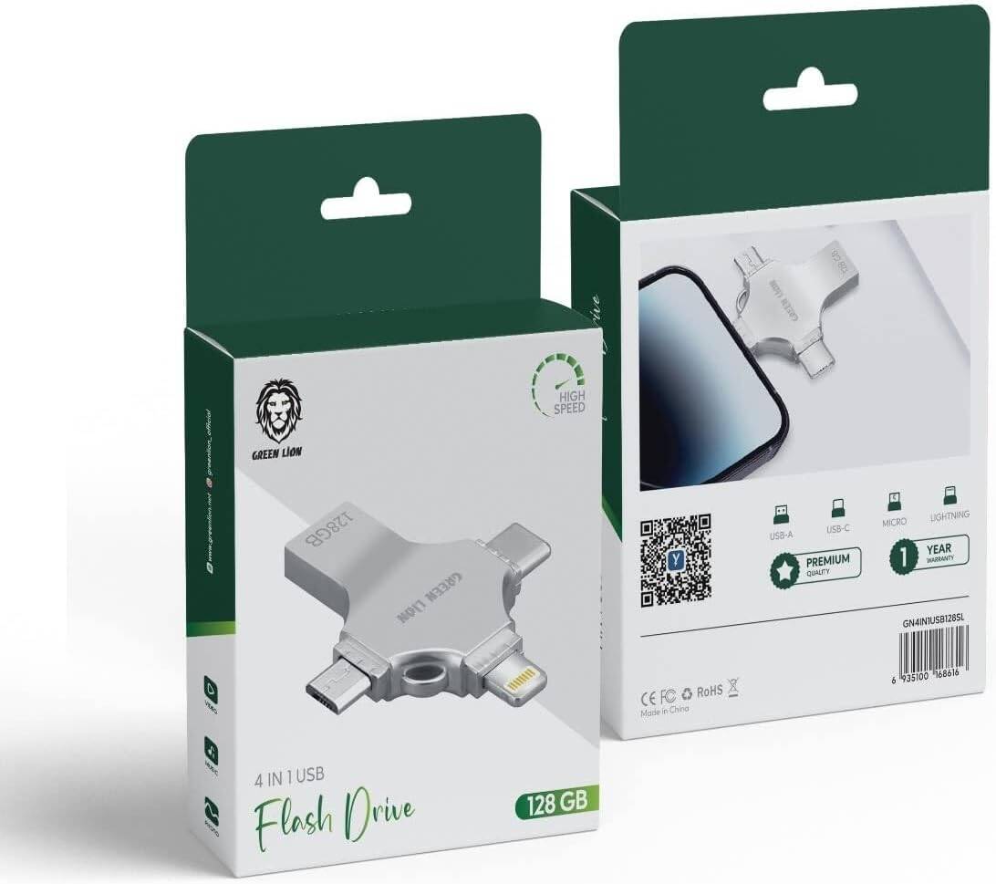 محرك أقراص فلاش USB Green Lion 4 في 1