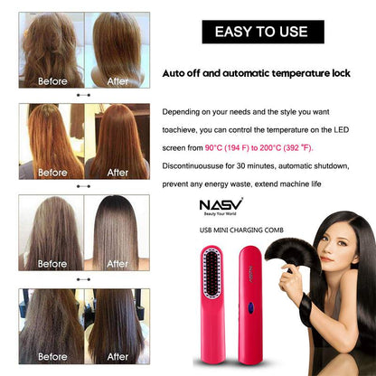 NASV 500 Mini Beard Straightener Comb for Travel/Home