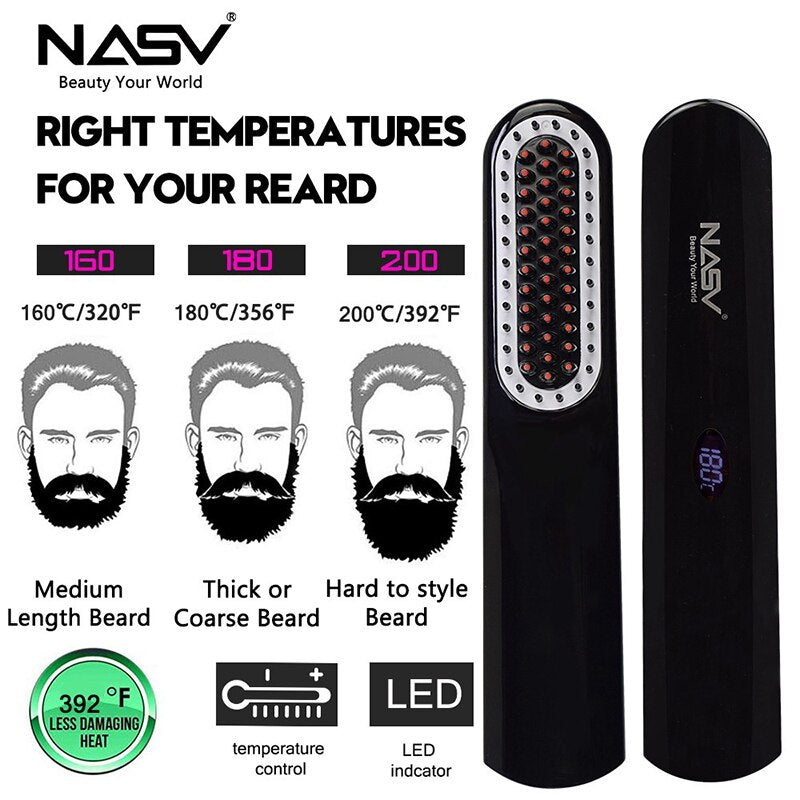 NASV 500 Mini Beard Straightener Comb for Travel/Home