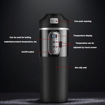 Intelligent Car Electric Kettle 500mL with Touch Screen & Temperature Control