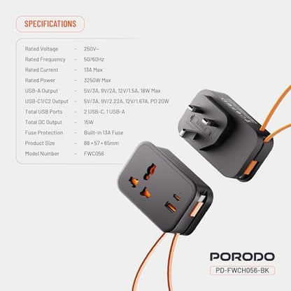 Porodo Universal Wall Socket