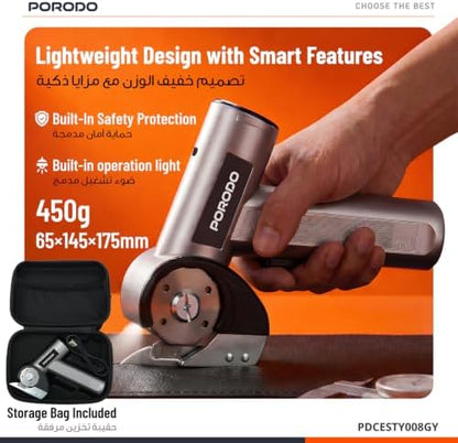 Porodo Sharp Cordless Electric Scissors with Guide Light & LED Display