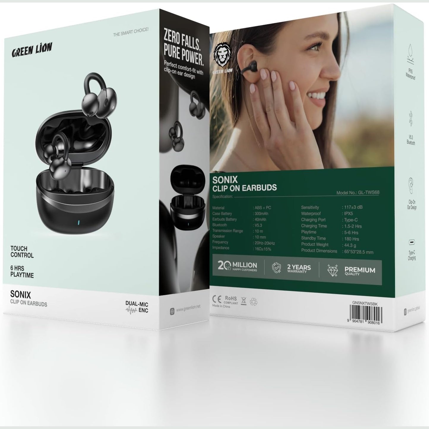 Green Lion Sonix Clip On Earbuds