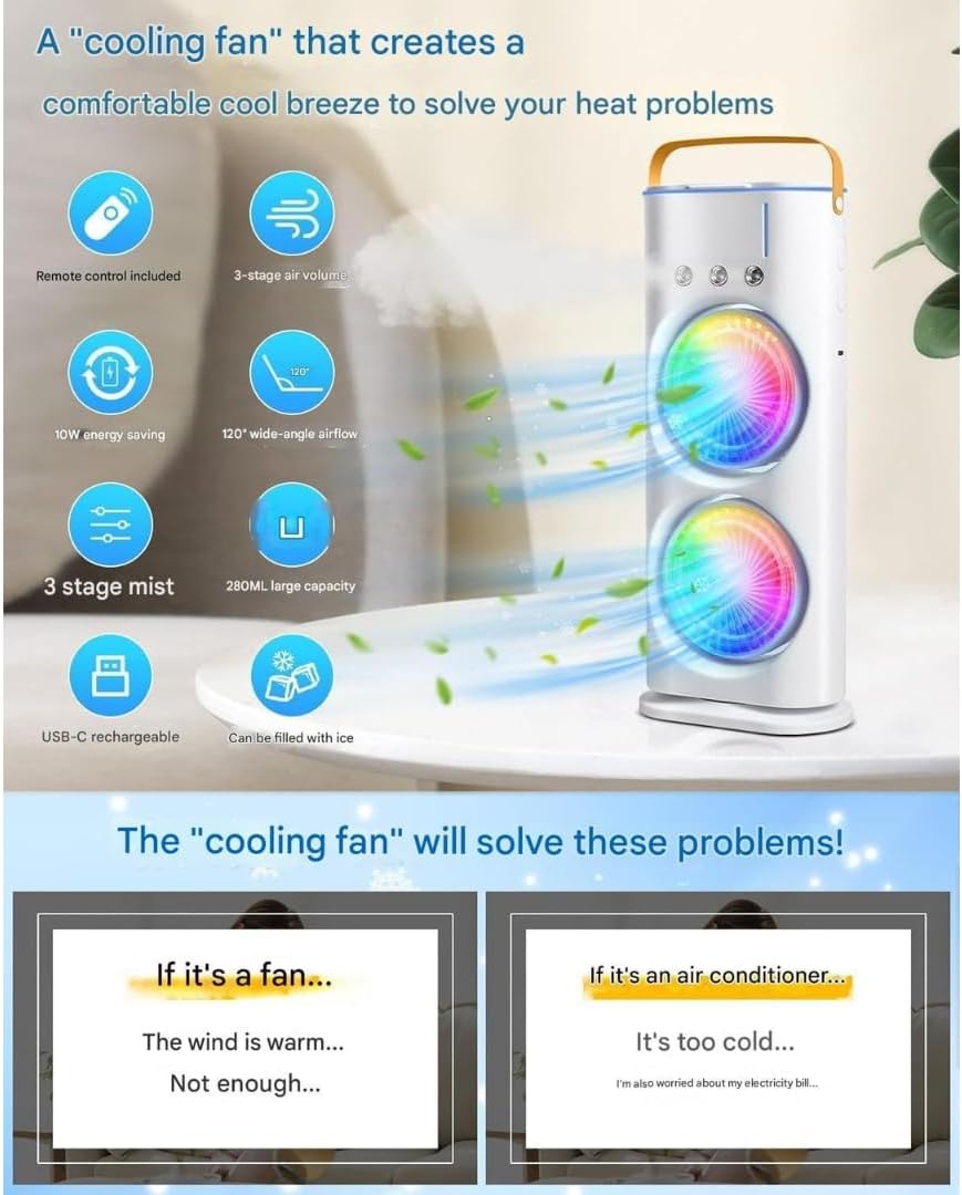 Double-Ended Spray Fan Portable Air Cooler