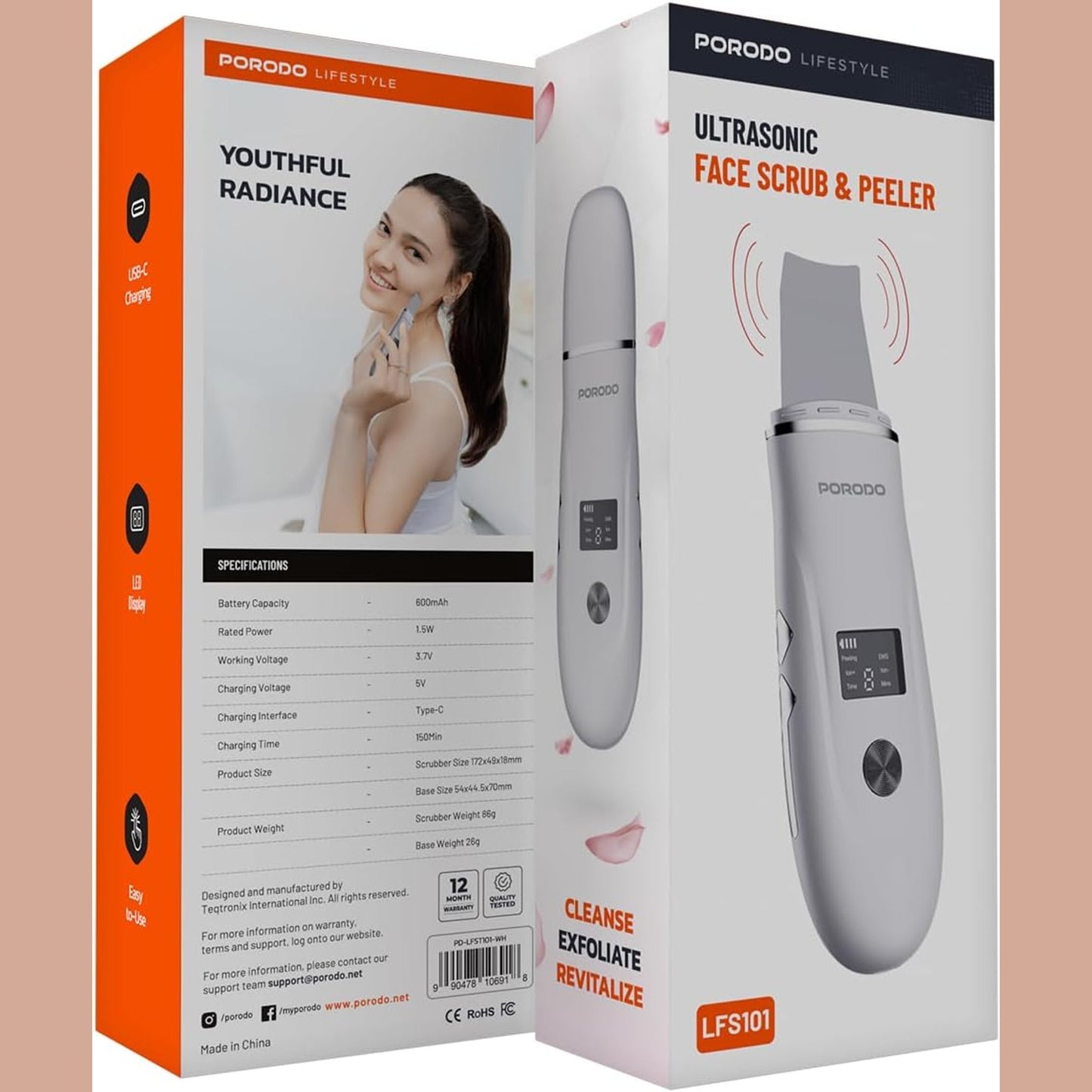 Porodo Ultrasonic Face Scrub & Peeler