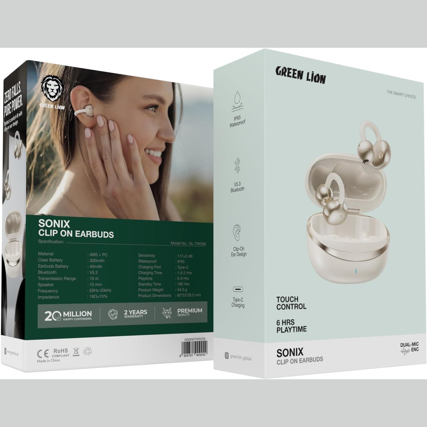 Green Lion Sonix Clip On Earbuds
