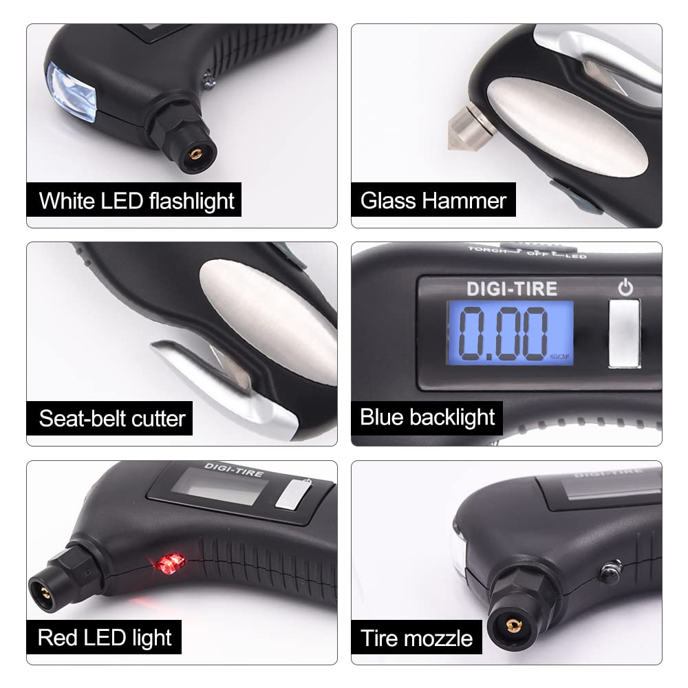 5-In-1 Digital Tire Pressure Gauge & Emergency Tool