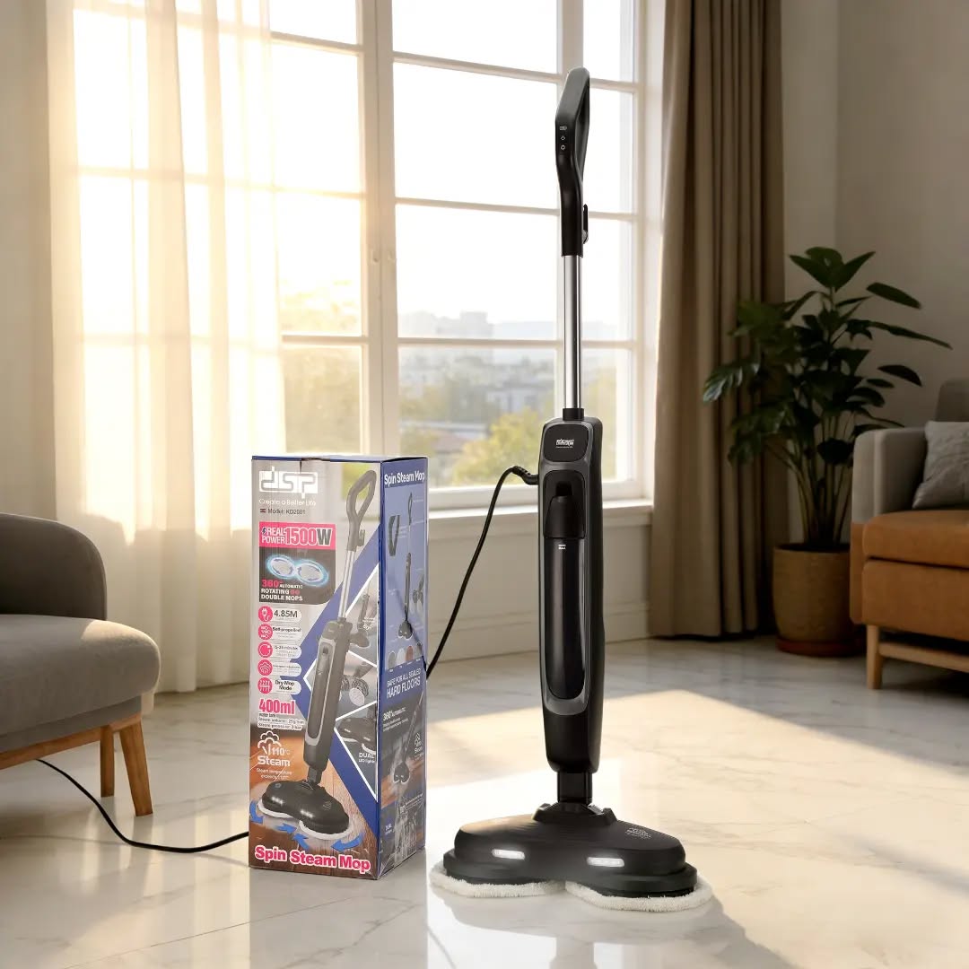 Dsp Spin Steam Cleaner with 360° Auto Rotating Double Mops 1500W - KD2081