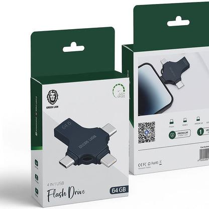 محرك أقراص فلاش USB Green Lion 4 في 1