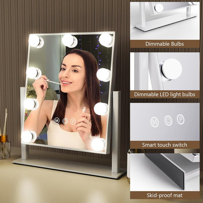 Rotatable LED Makeup Mirror with 9 Dimmable LED Bulbs 360° JX-521