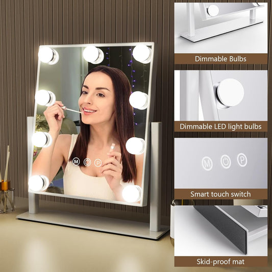Rotatable LED Makeup Mirror with 9 Dimmable LED Bulbs 360° JX-521