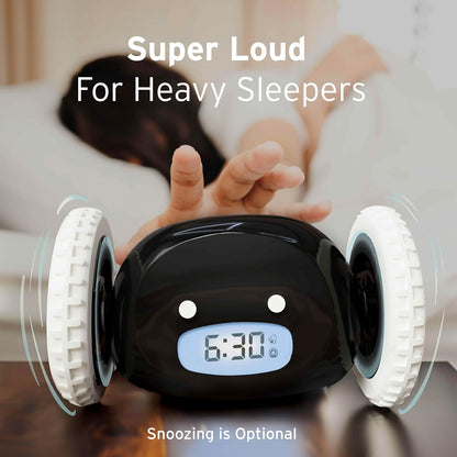 Alarm Clock on Wheels for Heavy Sleepers | Rolling Runaway Clock to Wake You Up