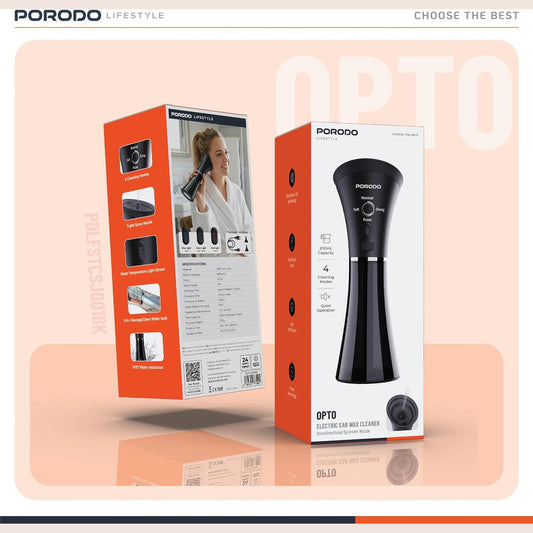 Porodo Opto Electric Ear Wax Cleaner with Omnidirectional Sprinkler Nozzle