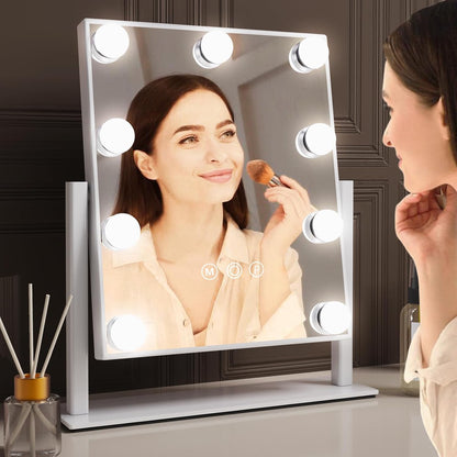 Rotatable LED Makeup Mirror with 9 Dimmable LED Bulbs 360° JX-521
