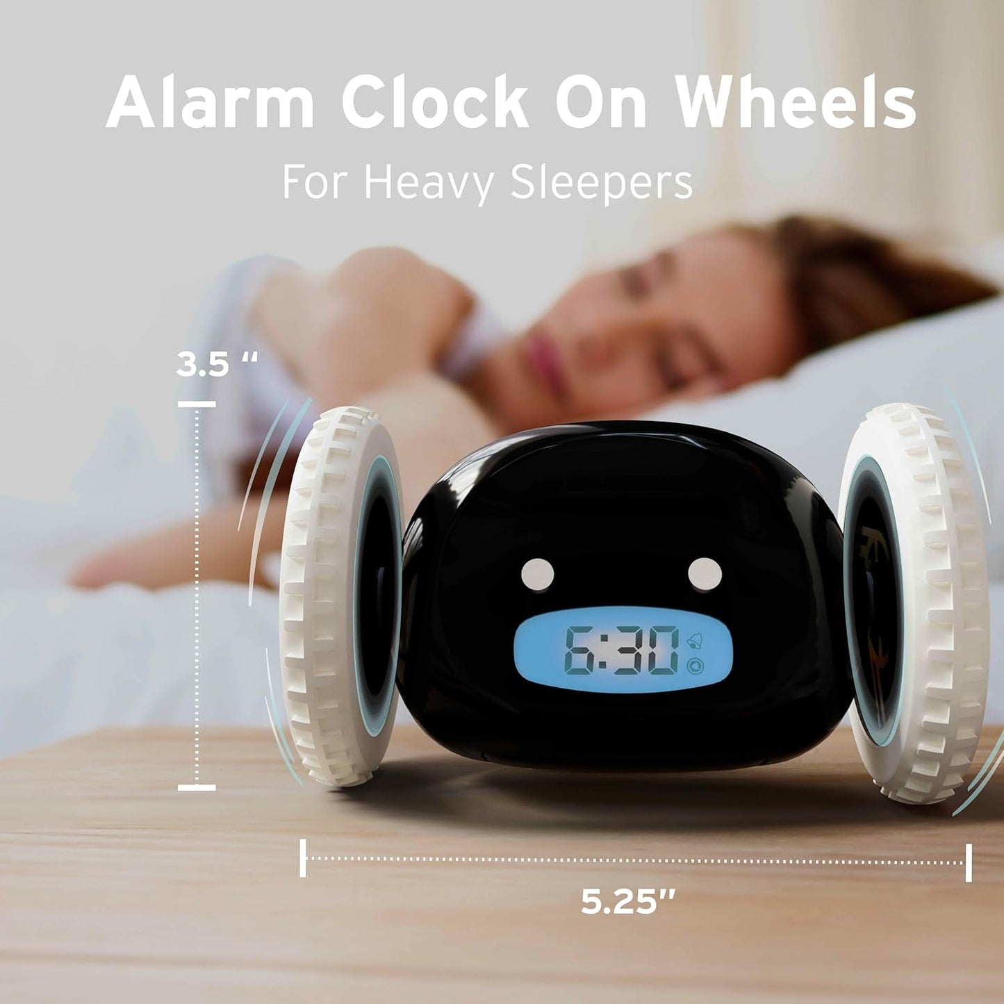 Alarm Clock on Wheels for Heavy Sleepers | Rolling Runaway Clock to Wake You Up