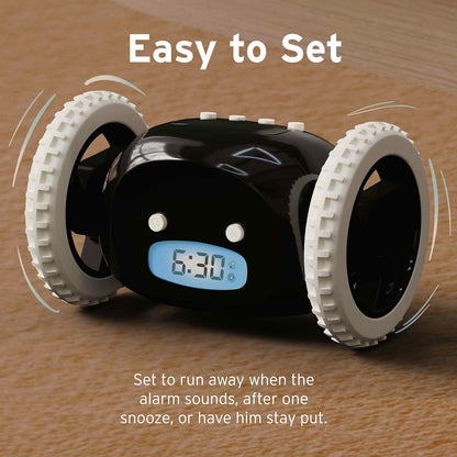 Alarm Clock on Wheels for Heavy Sleepers | Rolling Runaway Clock to Wake You Up