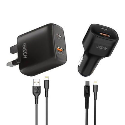 Green Lion 4 in 1 Combo Pack - Dual USB Wall Charger