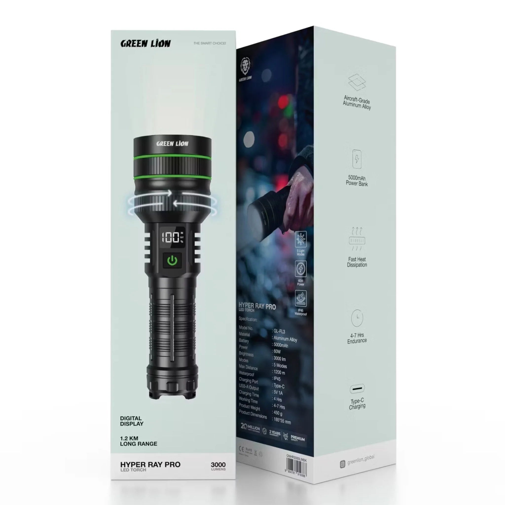 Green Lion Hyper Ray Pro LED Torch – LibraStore Bahrain