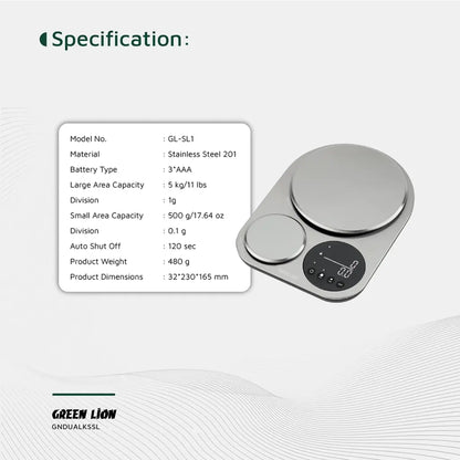Green Lion Dual Kitchen Scale 5 KG/11 LBS