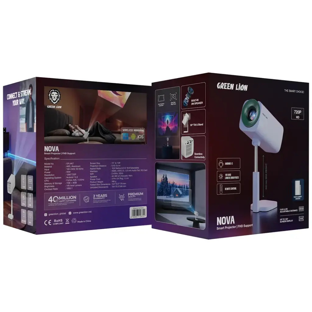 Green Lion Nova Smart Projector with FHD Support