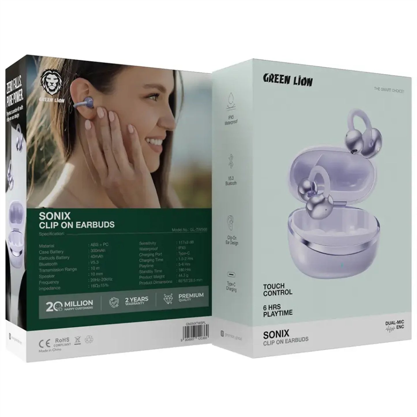 Green Lion Sonix Clip On Earbuds