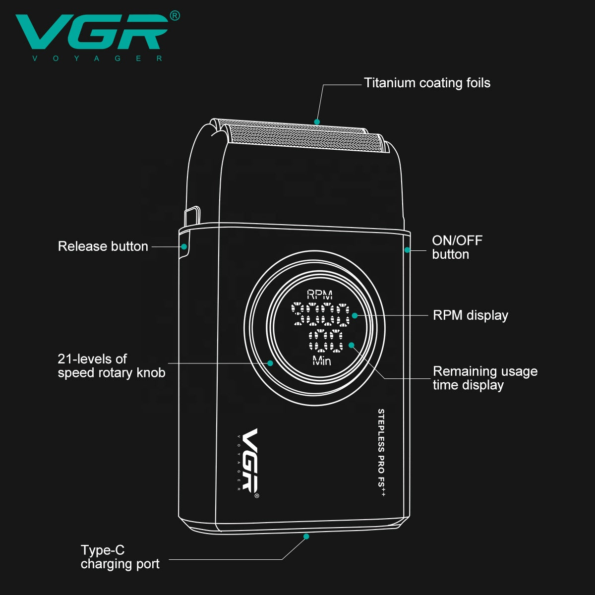 VGR Professional Double Foil Shaver V-377