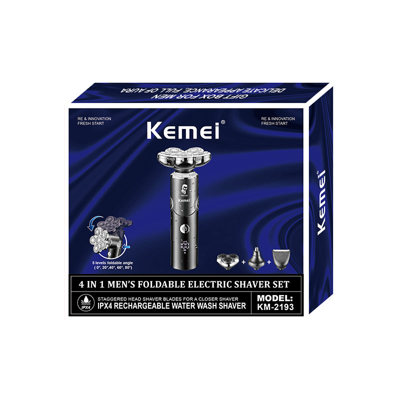 Kemei 4in1 Men’s Foldable Electric Shaver Set KM-2193