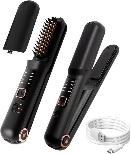 2in1 Cordless Hair Straightener Brush - LH2201