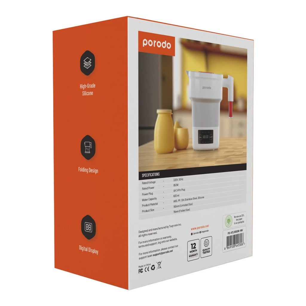 Porodo Portable Folding Electric Kettle 850W/600mL