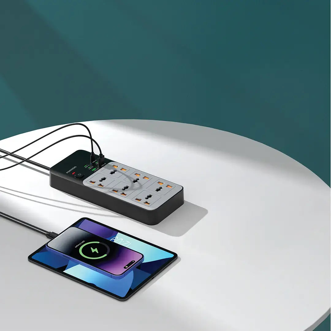 Porodo 3000W | 6AC Universal Power Strip with 6 USB Ports (4C + 2A)