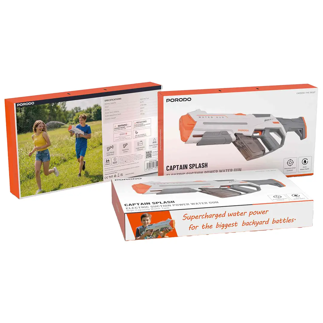 Porodo Captain Splash Electric Suction Power Water Gun with 350ml Water Tank Capacity