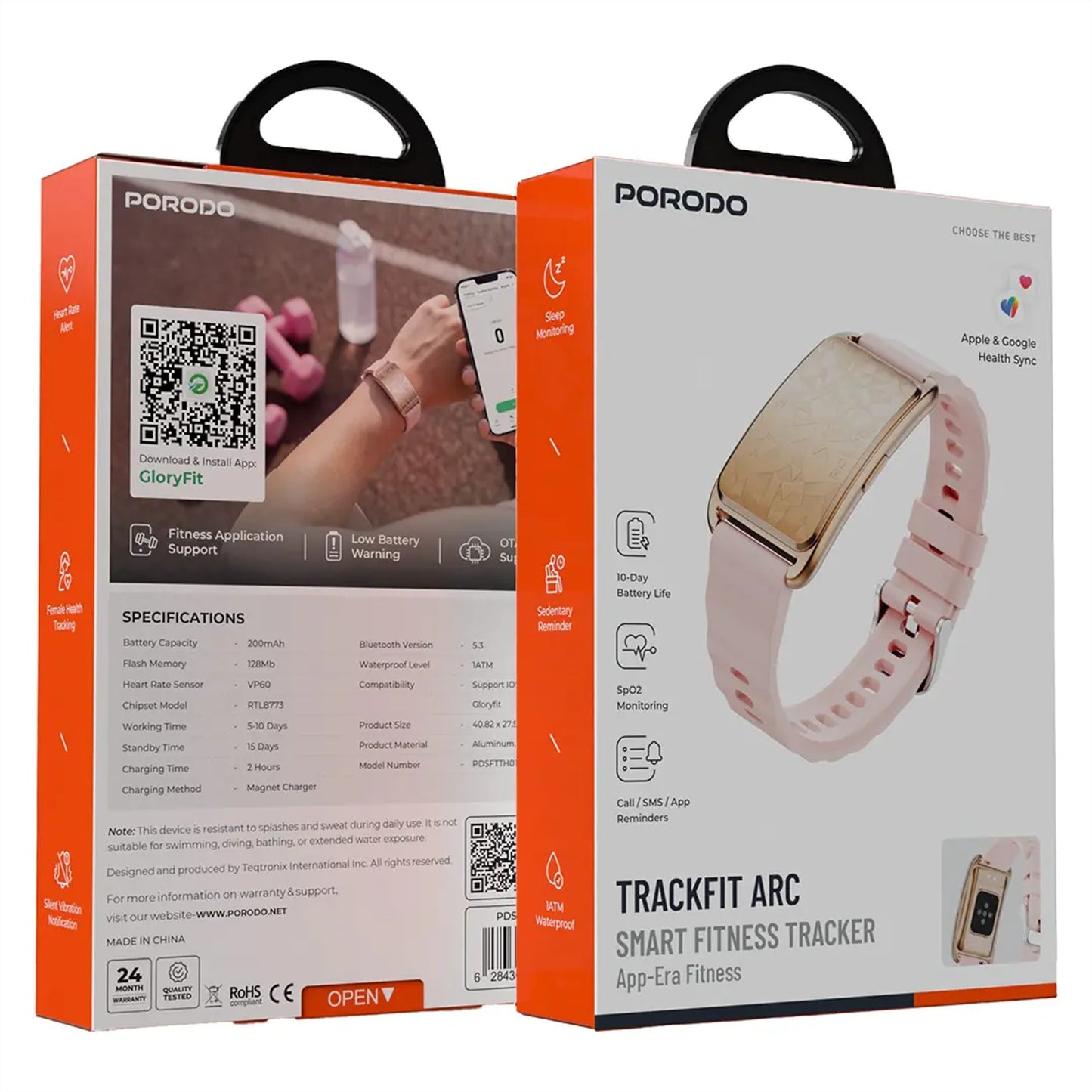 Porodo TrackFit Arc Smart Fitness Tracker with Silicone Strap