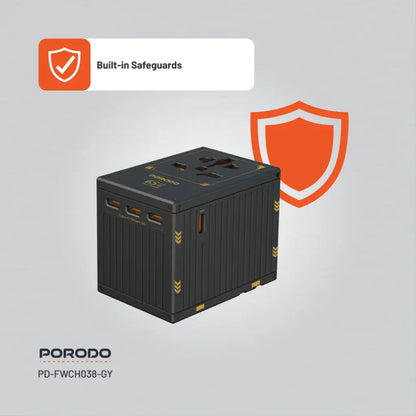 شاحن بورودو العالمي بخمسة منافذ للسفر بقوة 65 وات - FWC038