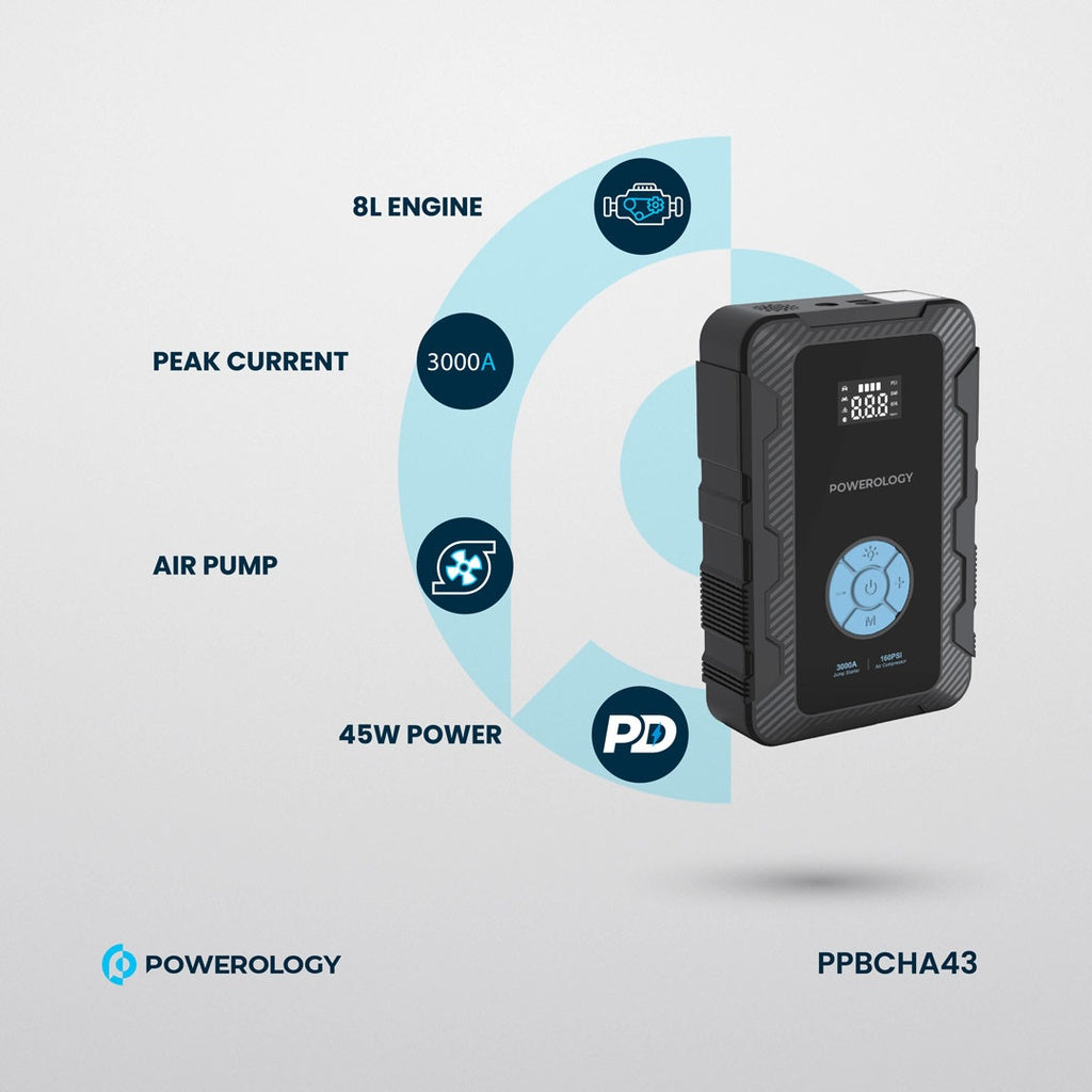 جهاز Powerology Jumpstart مع مضخة هواء