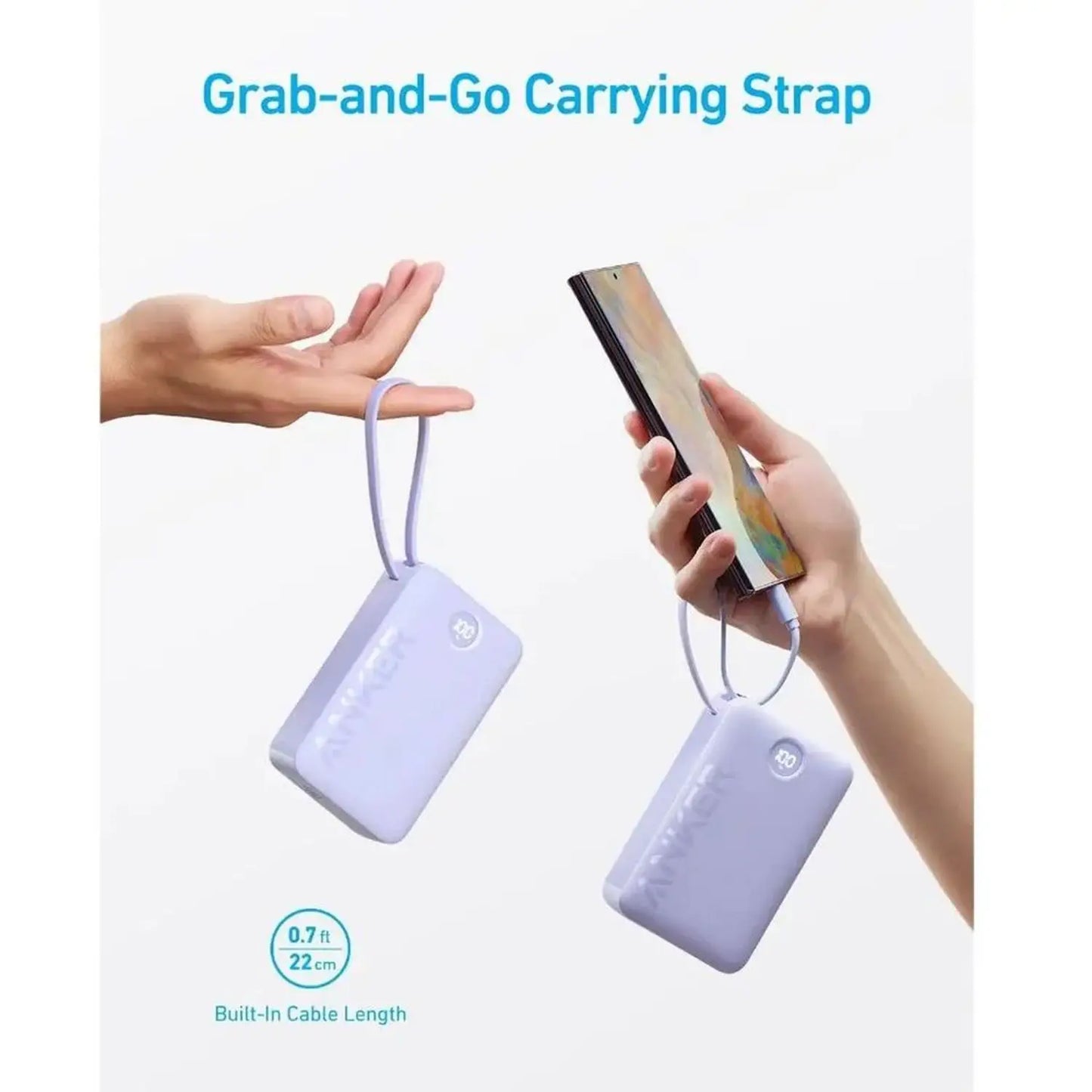 Anker Power Bank (20,000mAh, 22.5W, Built-In USB-C Cable)