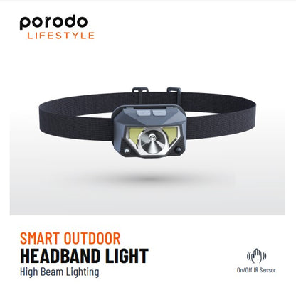 Porodo Smart Outdoor Headband Light | High Beam Lighting