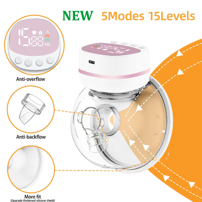 Wearable Electric Breast Pump with 3 Modes & 15 Speeds